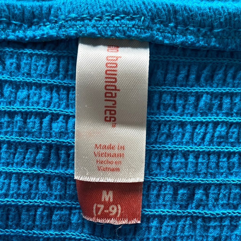 No Boundaries Blue Smocked Halter Swim Cover-Up Beach Mini Dress Medium M - Picture 8 of 9